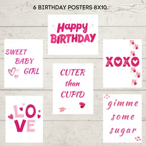 Valentine&#39;s Birthday Posters, Valentine&#39;s Theme, Birthday Decor, Valentine&#39;s Birthday Party, Sweetheart Valentine&#39;s Party, Digital Templates