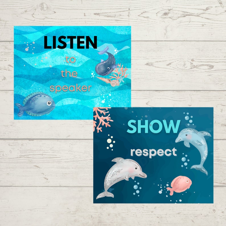 Under the Sea Classroom Rules, Classroom Decor, Sea Animals, Digital Download, Ocean Theme