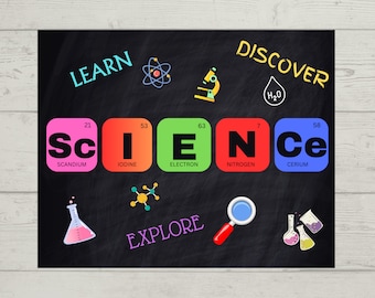 Science Classroom Bulletin Board, Classroom Poster, Learning Poster, Science Classroom Decor, Classroom Subject Decorations, Digital Print