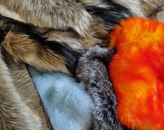 Luxury Faux Fur Scrap bag | Faux pelt craft remnants f. cosplay / costume sewing, ears , gnome beards / toys / dolls / pompom diy