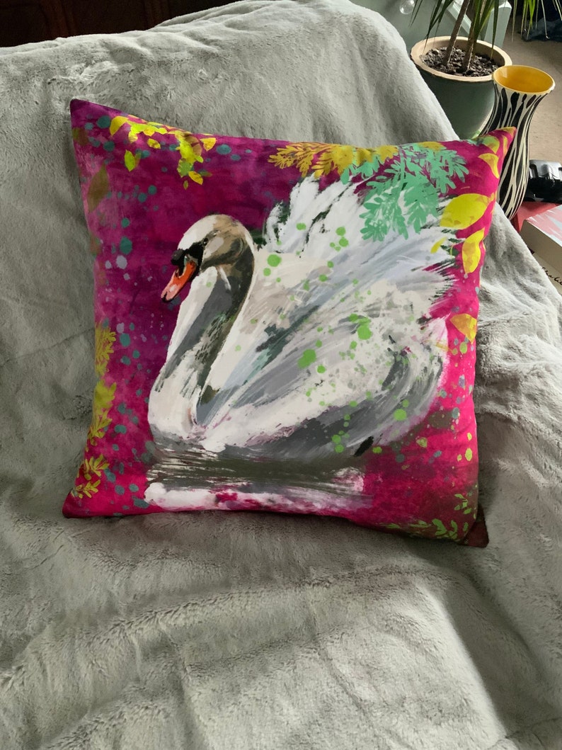 SandieBurtonDesigns Swan Art Cushion Cover