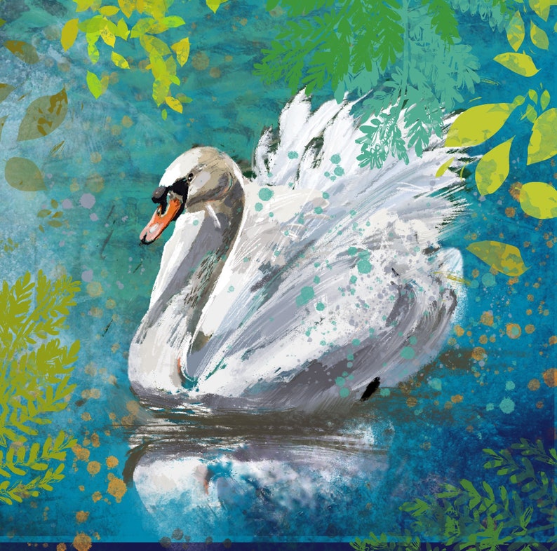 SandieBurtonDesigns Swan Art Cushion Cover - Thumbnail 3