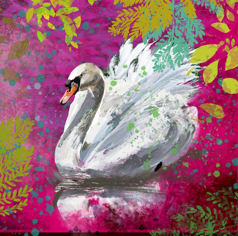 SandieBurtonDesigns Swan Art Cushion Cover - Thumbnail 2