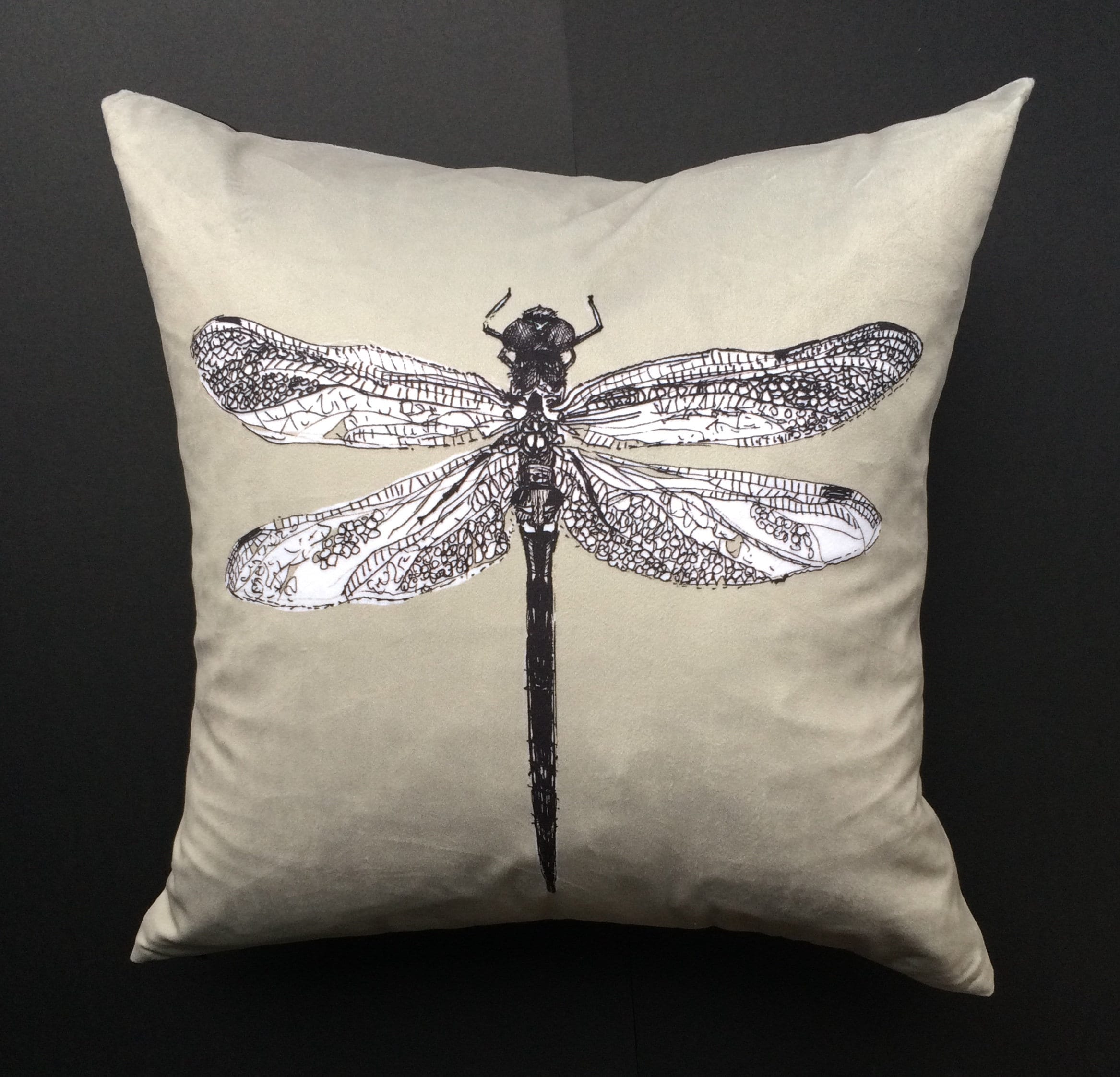 Velvet Dragonfly Cushion Cover Handmade Pebble Grey Style Any Grey Decor in Country Farmhouse Chic With Animal Art Remembrance Gift for Her Etsy New Zealand
