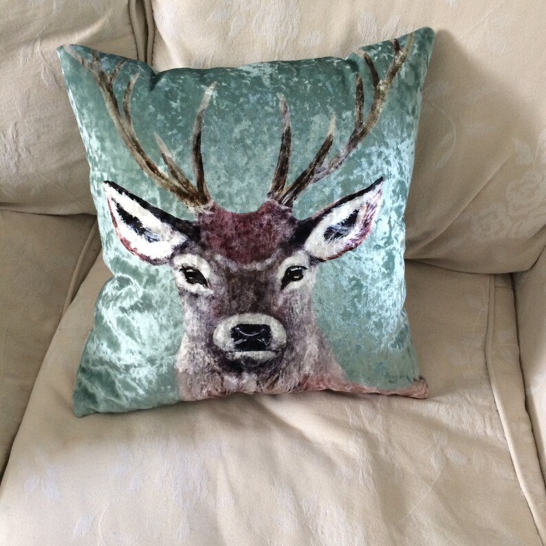 Double sided Hare & stag cushion covers Handmade shimmering Etsy
