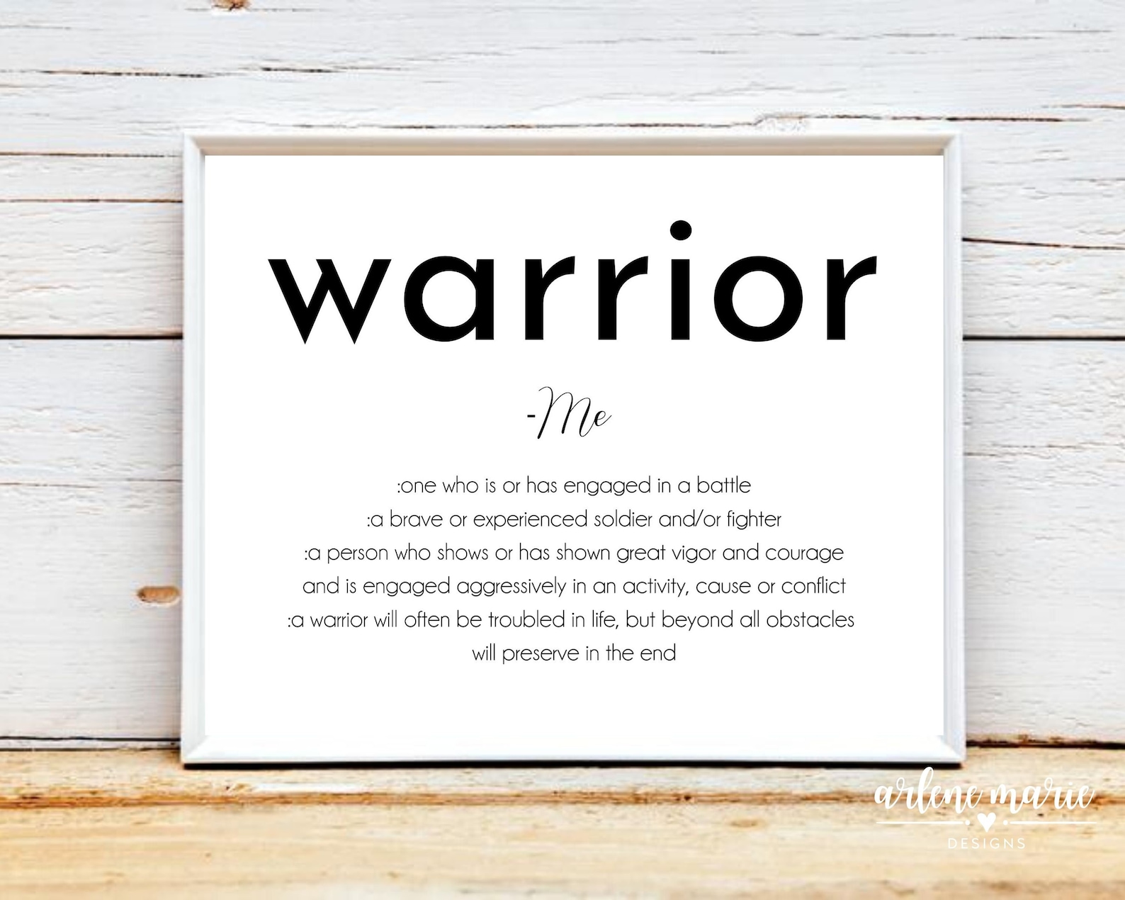 Warrior Definition Printable Wall Art Cancer Quote Print Art Etsy