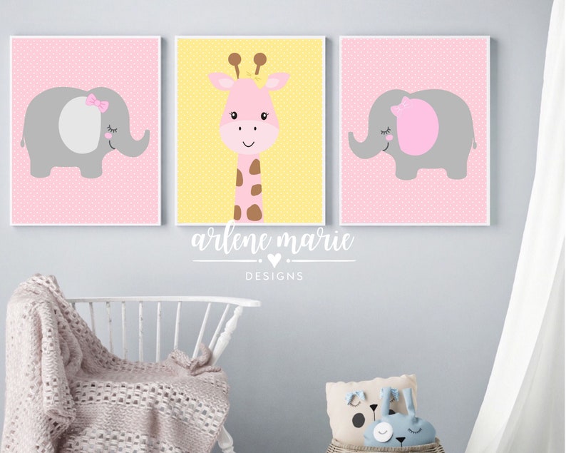 Nursery Elephants & Giraffe Wall Art Bundle Instant Download Etsy
