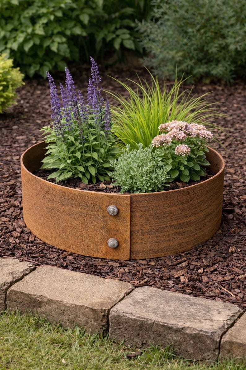 Planter Rivets Pre Weathered Riveted Corten Steel Ring Planters - Etsy UK