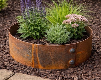 Pre Weathered Riveted Corten Steel Ring Planters