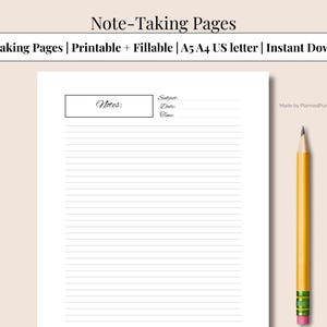 Printable Lined Note Pages Bundle | Minimalist Aesthetic PDF Notebook Paper | Digital Lined Paper for, iPad, Tablets, Planner Inserts, PC