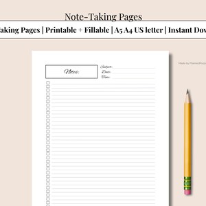 Checkbox Lined Page Printable | To-Do List & Notes Digital Download | Planner Insert, Task List, Productivity PDF