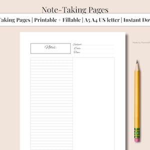 Brainstorm Notes Printable | Split Page Template with Lines & Box | 8 Colors, 4 Sizes | Digital Download for Ideas, Planning and Journaling