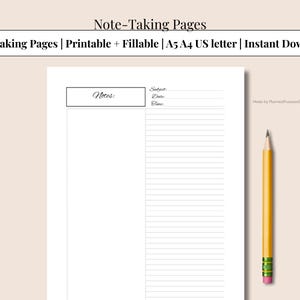 Half Lined And Half Blank Note Taking Printable | Writing & Drawing Digital Download | Journal, Study, Planner PDF