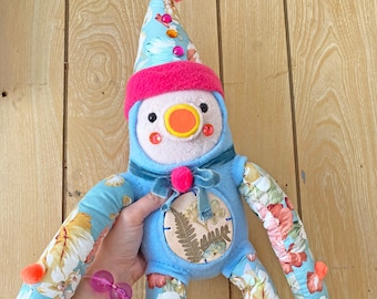 Bluebell Gnome- Nature Bellies pressed flower art dolls