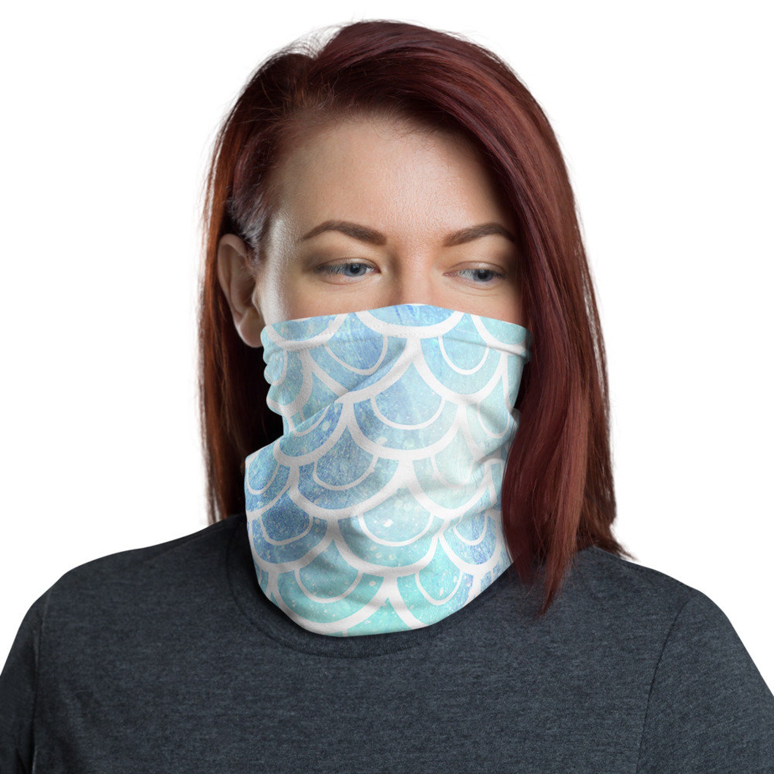 Mermaid Face Mask Adult Womens Neck Gaiter Cute Face Mask Etsy