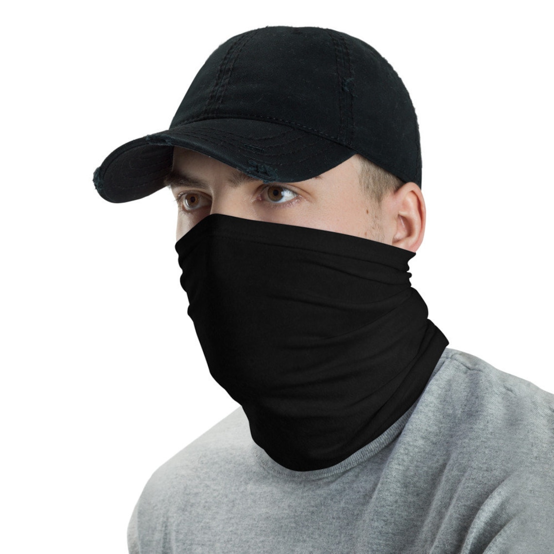 Face Mask for Men Neck Gaiter True Black Washable Mask Etsy