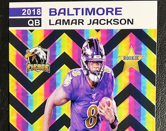 Mint Condition 2018 Lamar Jackson Prism Style Custom Star Rookie Card Baltimore Ravens
