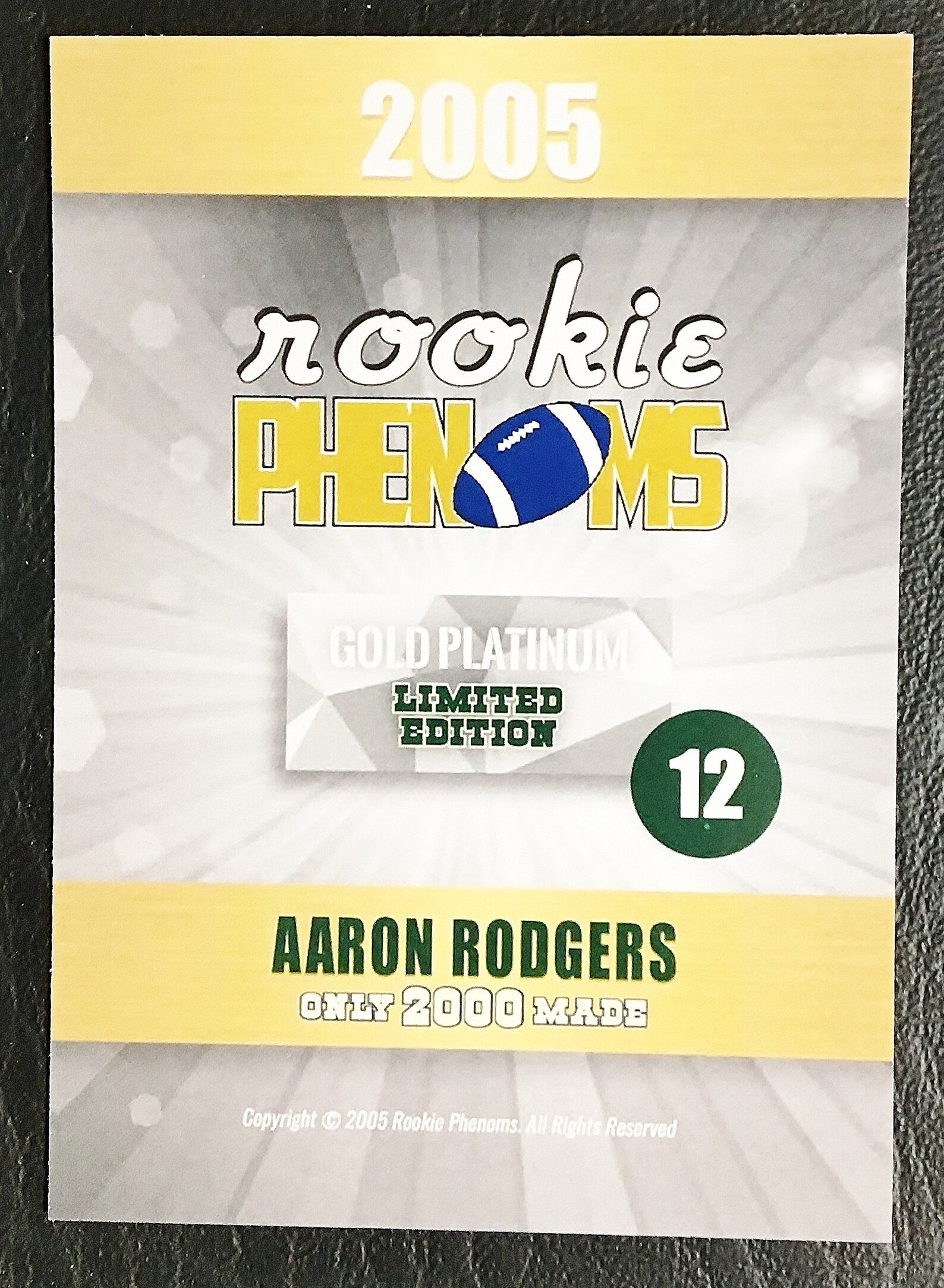 2005 Rookie Phenoms Aaron Rodgers Custom Rookie Card Mint