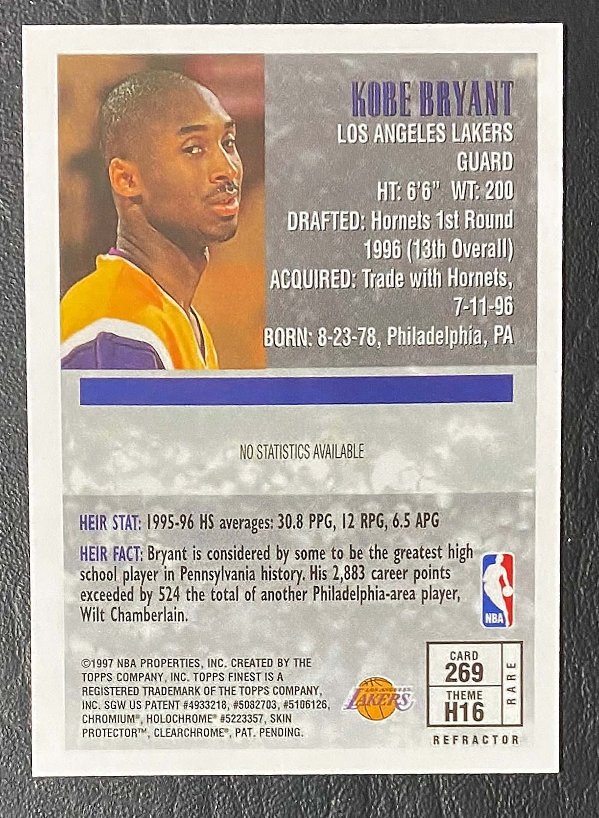 1996-97 Finest Heirs 269 Kobe Bryant Rookie Refractor Reprint - Etsy