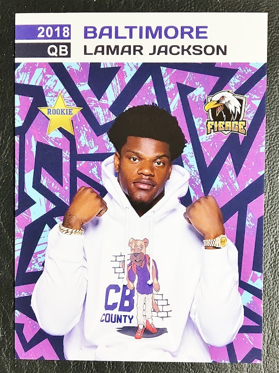 Mint Condition 2018 Lamar Jackson Prism Style Custom Star Rookie Card Baltimore Ravens