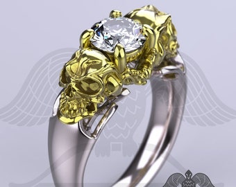 Skull white stone engagement ring custommade, handmade ***MADE TO ORDER – 166