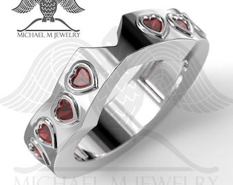 Double heart container .925 matching band, custommade handmade ***Made to Order - 059