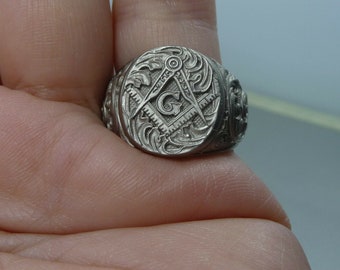 Handmade Masonic Freemason Knights Templar .925 signet ring 9-1/2