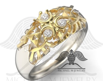 Zora White Stone ring – Two Tone – .925 & 14k Yellow Gold Custommade Handmade ***MADE TO ORDER – 128