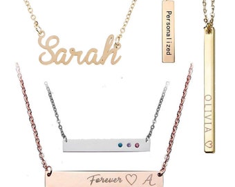 CUSTOM MADE - Namensschild Anhänger schlicht oder mit oder ohne cz oder Diamanten