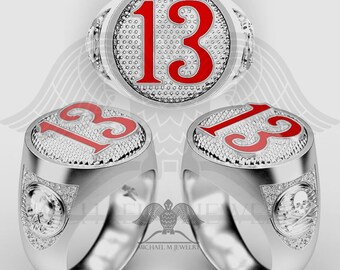 Lucky Number 13 Skull ring .925 Sterling Silver Custommade Handmade ***Made to Order – 162