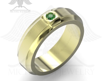 Green stone ring band custommade handmade ***Made to Order - 034
