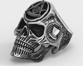Past Master Masonic skull ring
