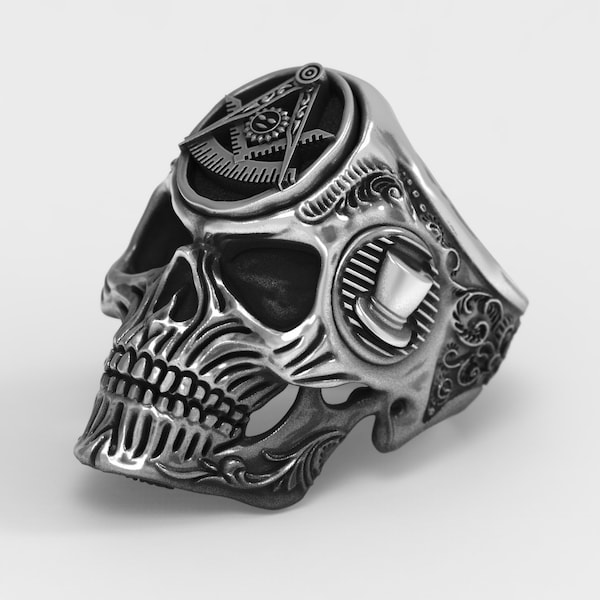 Past Master Masonic skull ring