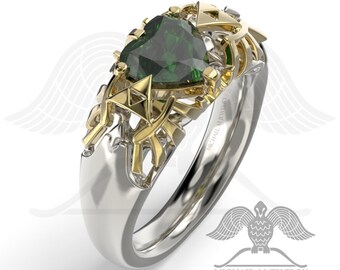 Crest HEART Green Emerald ring, custommade, handmade ***Made to Order - 098