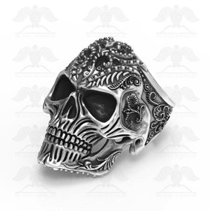 Skull biker ring in .925 sterling silver - Custommade Handmade ***Made to Order – 211