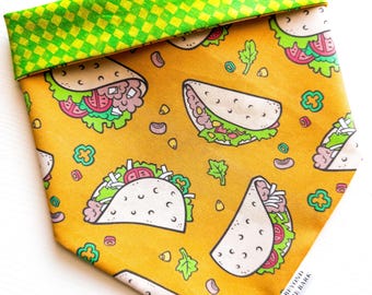 Taco hondenbandana | Omkeerbare voedselsjaal om te knopen | Stijlvolle trendy huisdieraccessoires