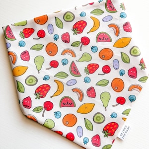 Dog Fruit Salad Bandana | Dog Scarf Reversible Tie-On | Stylish Trendy Pet Accessories