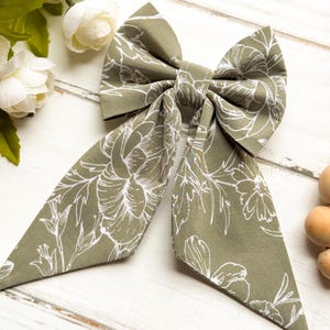 Green Floral Spring Pet Sailor Bow | Collar Bow | Bow for Dog Collar | Purple Sailor Bow Tie