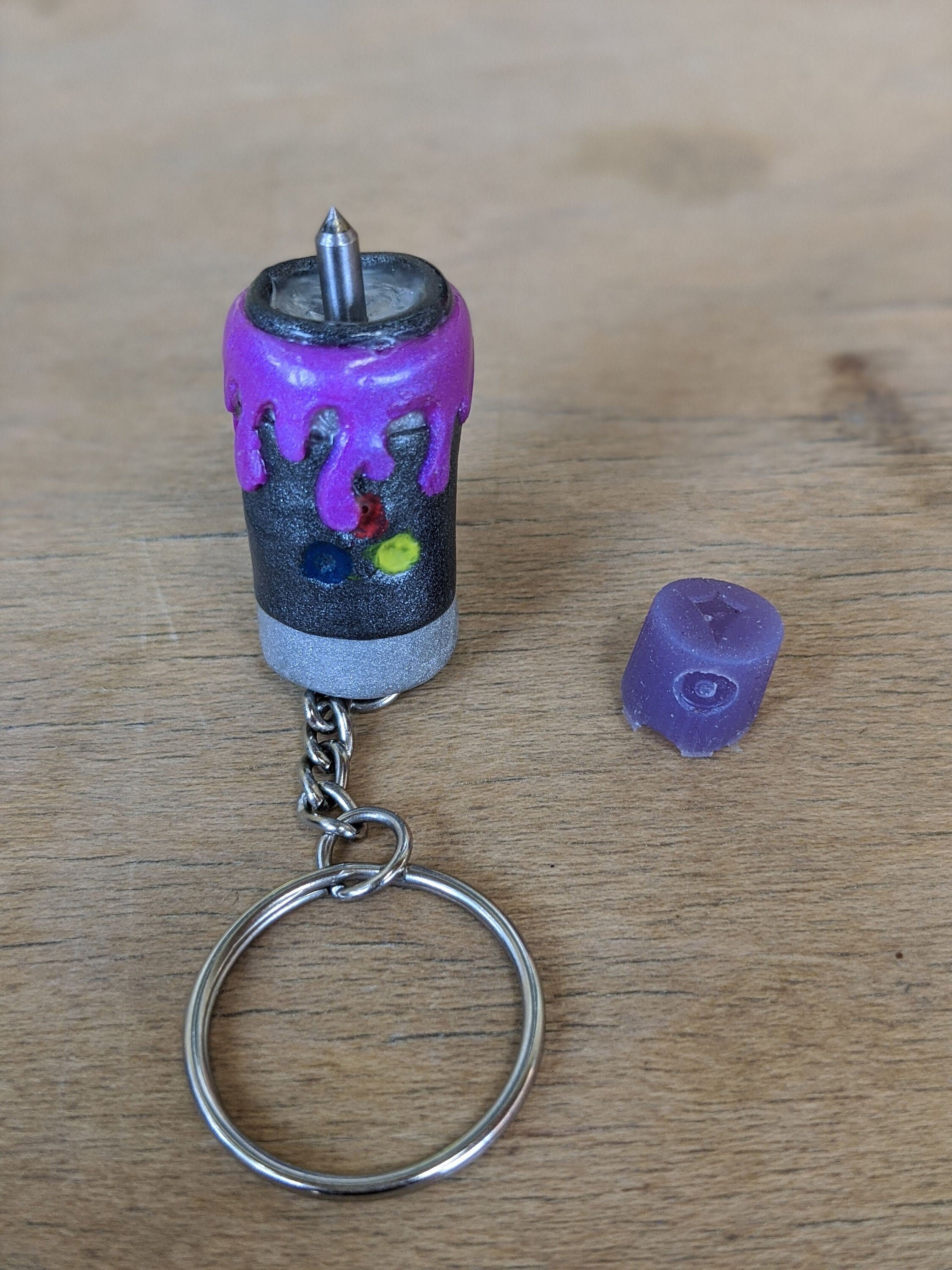 Mini spray can keychain with Hidden Metal Scribe Etsy