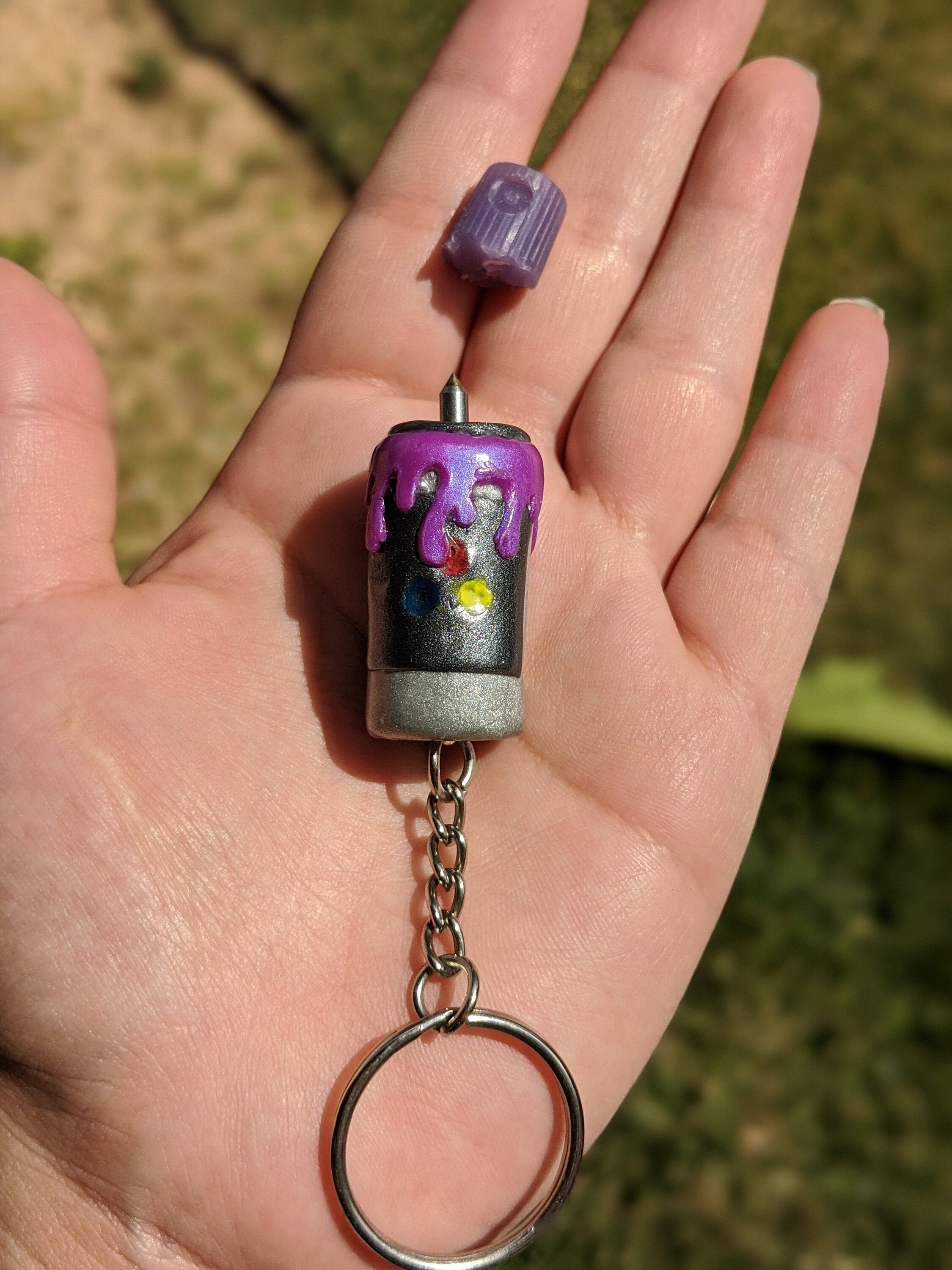 Mini spray can keychain with Hidden Metal Scribe Etsy