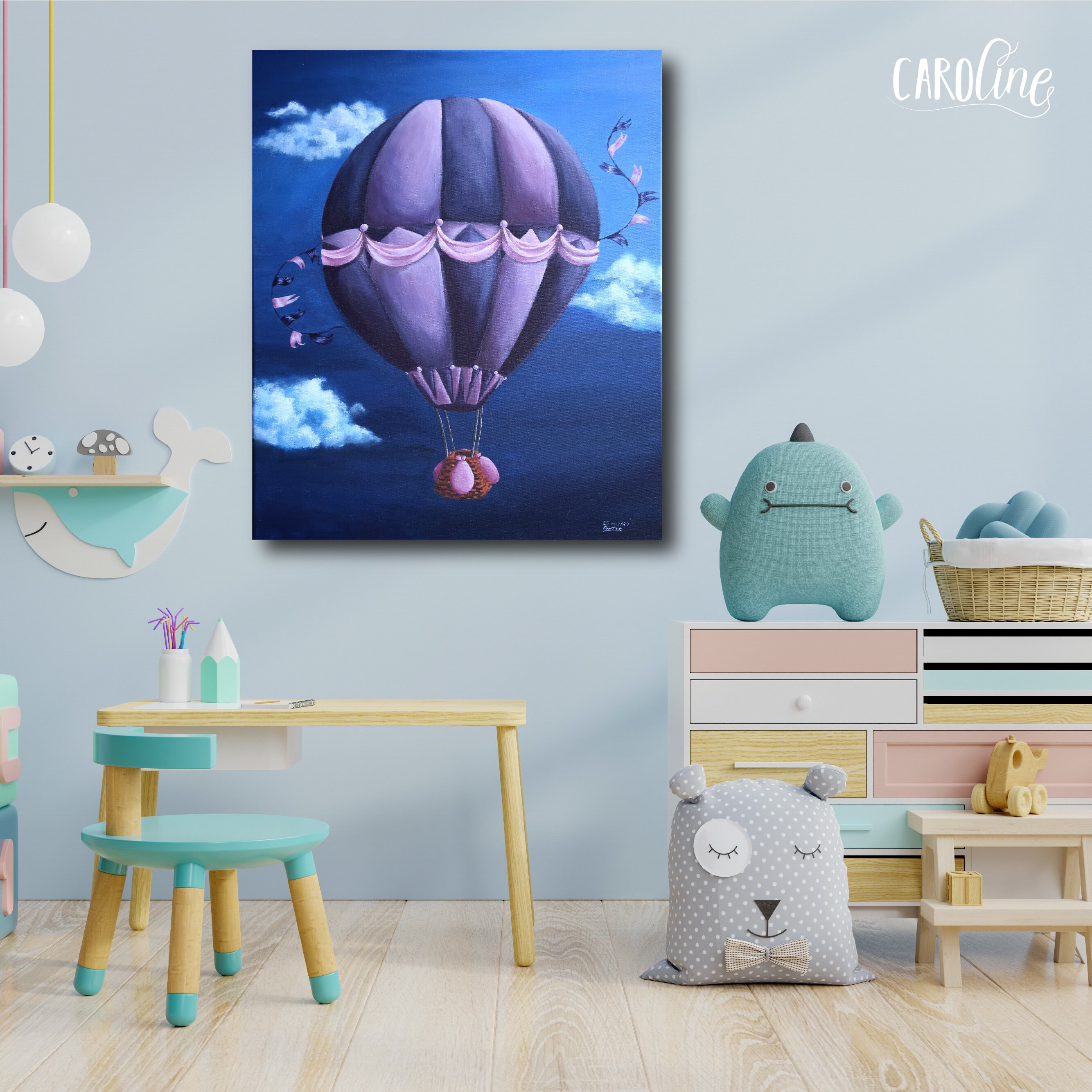 Weihnachts-Deko Heißluftballon Acryl - Anhänger Mit Weihnachtsmann Motiv Für Innen & Außen