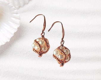 Earrings Shiny Bunches Pearl/Rose Gold