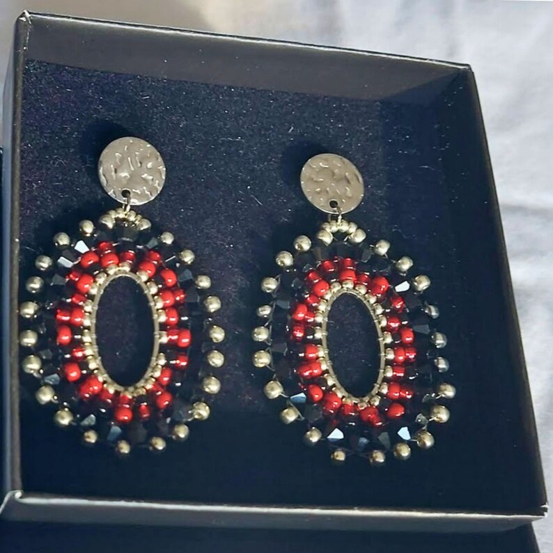 Oorbellen Oval Sparkles in Red afbeelding 2