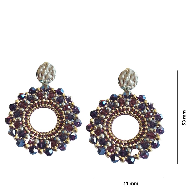 Earrings Round Sparkles in Silver/Purple image 2