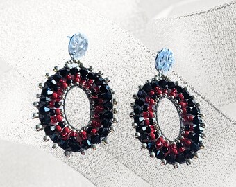 Earrings Oval Sparkles in Red