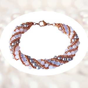 Armband Spiral de Luxe in Rosegoud/Wit/Grijs afbeelding 1