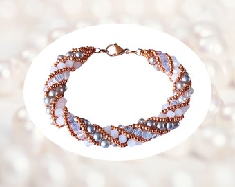 Bracelet Spiral de Luxe in Rose Gold/White/Gray