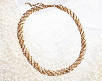 Necklace Spiral de Luxe in Gold/White