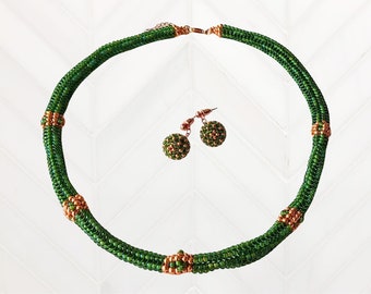 Jewelry set Herringbone Special in Green