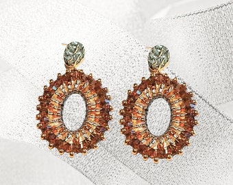 Earrings Oval Sparkles in Brown